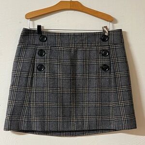 Gap Plaid Wool Y2K Mini Skirt Gray School Girl Academia Preppy Lined Size 6